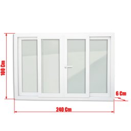 Janela de PVC 100x240cm 4 Folhas com Vidro Liso e Cremona ITEC Brimak - 7