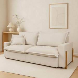 Sofá Retrátil Reclinável Davi Original com Molas Ensacadas Tecido Linho Cru 2,00m