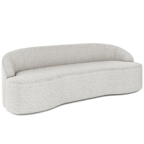 Sofá 4 Lugares Curvo Sala de Estar Living Lótus D02 Bouclê Creme 230 cm B-54 - Lyam Decor
