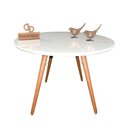 Ver imagem 1 de Mesa Jantar Pés Palitos Tampo Redondo Vidro Laqueado 130cm Branco