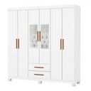 Ver imagem 2 de Guarda-roupa Solteiro Aurora 6 Portas 2 Gavetas com Espelho 22117 Branco - Carioca Móveis