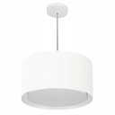 Ver imagem 1 de Lustre Pendente Cilíndrico Duplo Vivare Md-4290 Cúpula em Tecido 40x25cm - Bivolt - Branco - Bivolt