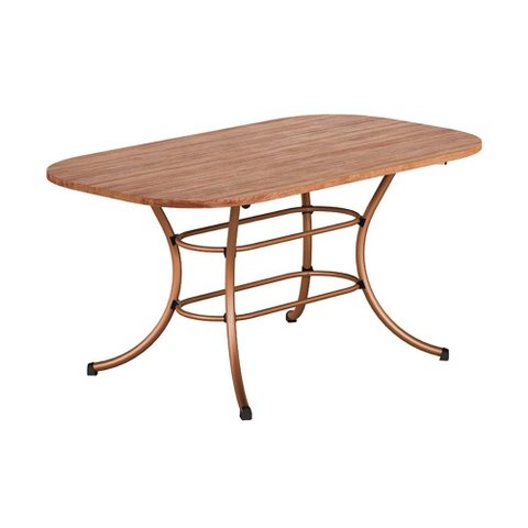 Mesa para Cozinha 1547 Aço C/tampo Madeirado 160x90cm Freijo C/ Rose - Carraro