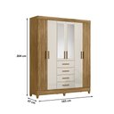 Ver imagem 2 de Guarda Roupa Roupeiro Aruba 6 Portas 4 Gavetas com Espelho Freijó Off White Moval