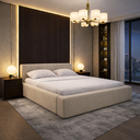Ver imagem 4 de Cama Estofada Casal Luxuosa Revestida em Linho Premium:linho Ocre