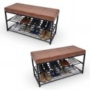 Ver imagem 1 de Kit 02 Sapateiras Calçadeira Puff Closet Zuri 85cm 02 Prateleiras New Dallas Whisky - Abmaza