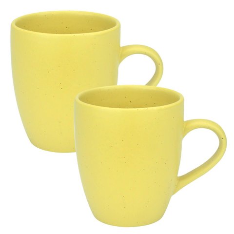 Kit 2 Canecas Xícaras de Cerâmica Chá Café Artisan 330ml:yellow