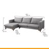 Sofá Living 285 Cm com Chaise Dubai Mola Bonnel Espuma D28 Linho Cinza Claro - Grandellar - 2