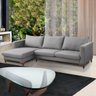 Sofá Living 285 Cm com Chaise Dubai Mola Bonnel Espuma D28 Linho Cinza Claro - Grandellar - 1
