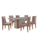 Ver imagem 2 de Conjunto Sala de Jantar Mesa Tampo MDF/Vidro 6 Cadeiras Ester Off White/Capuccino/Marromle