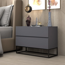 Ver imagem 2 de Conjunto Duas Mesas de Cabeceira Eros 60cm Pés Preto 2 Gavetas Fosco Quarto:cinza