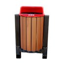 Ver imagem 1 de Lixeira de madeira plastica 94 litros COM Suporte Fixo Tampa Vermelha