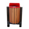 Lixeira de madeira plastica 94 litros COM Suporte Fixo Tampa Vermelha - 1