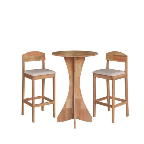 Conjunto Mesa Bistrô Alta 2 Banquetas Madeira Capri Amêndoa Cbmbc60