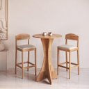 Ver imagem 7 de Conjunto Mesa Bistrô Alta 2 Banquetas Madeira Capri Amêndoa Cbmbc60