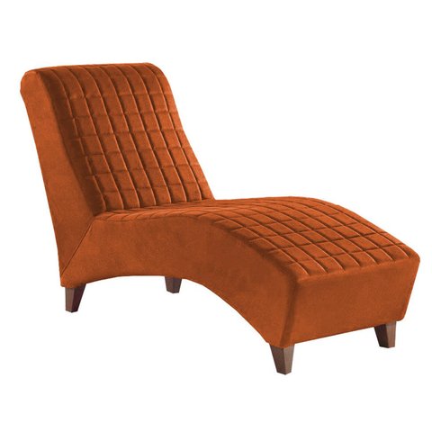 Divã Longue Chaise Pés Madeira Freud Zari - Velutto Cobre