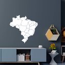 Ver imagem 2 de Adesivo de Parede Mapa do Brasil Divisão Estados Decoração Escola Kanto Store Branco