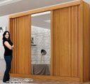 Ver imagem 3 de Guarda Roupa Milano 3 Pts com Espelho Cinamomo - Leifer