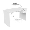 Ver imagem 3 de Mesa de Escritório com 2 Gavetas - Branco