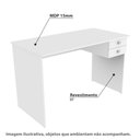 Ver imagem 2 de Mesa de Escritório com 2 Gavetas - Branco