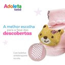 Ver imagem 2 de Meia Pantufa Menina Infantil 6m a 12m Divertida Antiderrapante Ursinho 3D Adoleta Bebê Rosa