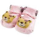 Ver imagem 1 de Meia Pantufa Menina Infantil 6m a 12m Divertida Antiderrapante Ursinho 3D Adoleta Bebê Rosa