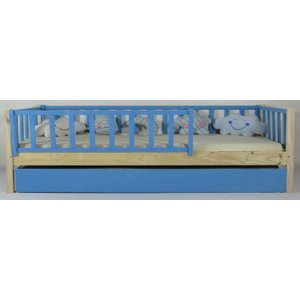 Bicama Infantil Solteiro Base Colorida Madeira Maciça Pinus Grade Vertical