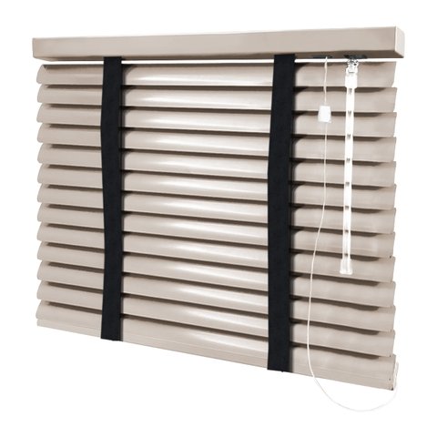Persiana Horizontal - 1,30m Larg X 1,30m Alt - Alumínio 50mm com Fita Decorativa - Cor: Bege Escuro