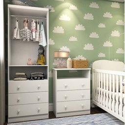Quarto Infantil com Guarda Roupas 2 Portas 3 Gavetas e Cômoda 3 Gavetas Teka Espresso Móveis - 3