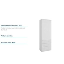 Quarto Infantil com Guarda Roupas 2 Portas 3 Gavetas e Cômoda 3 Gavetas Teka Espresso Móveis - 9