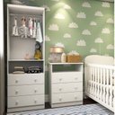Ver imagem 3 de Quarto Infantil com Guarda Roupas 2 Portas 3 Gavetas e Cômoda 3 Gavetas Teka Espresso Móveis Branco/Brilho