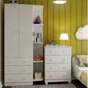 Ver imagem 1 de Quarto Infantil com Cômoda 4 Gavetas Guarda-Roupa 2 Portas e Prateleira Fofura Espresso Móveis Branco/Brilho