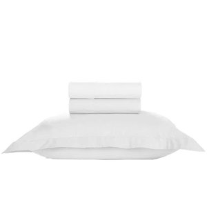 Jogo de Cama Solteiro Liso 300 Fios Nova América:branco