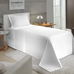 Jogo de Cama Solteiro Liso 300 Fios Nova América:branco - 2