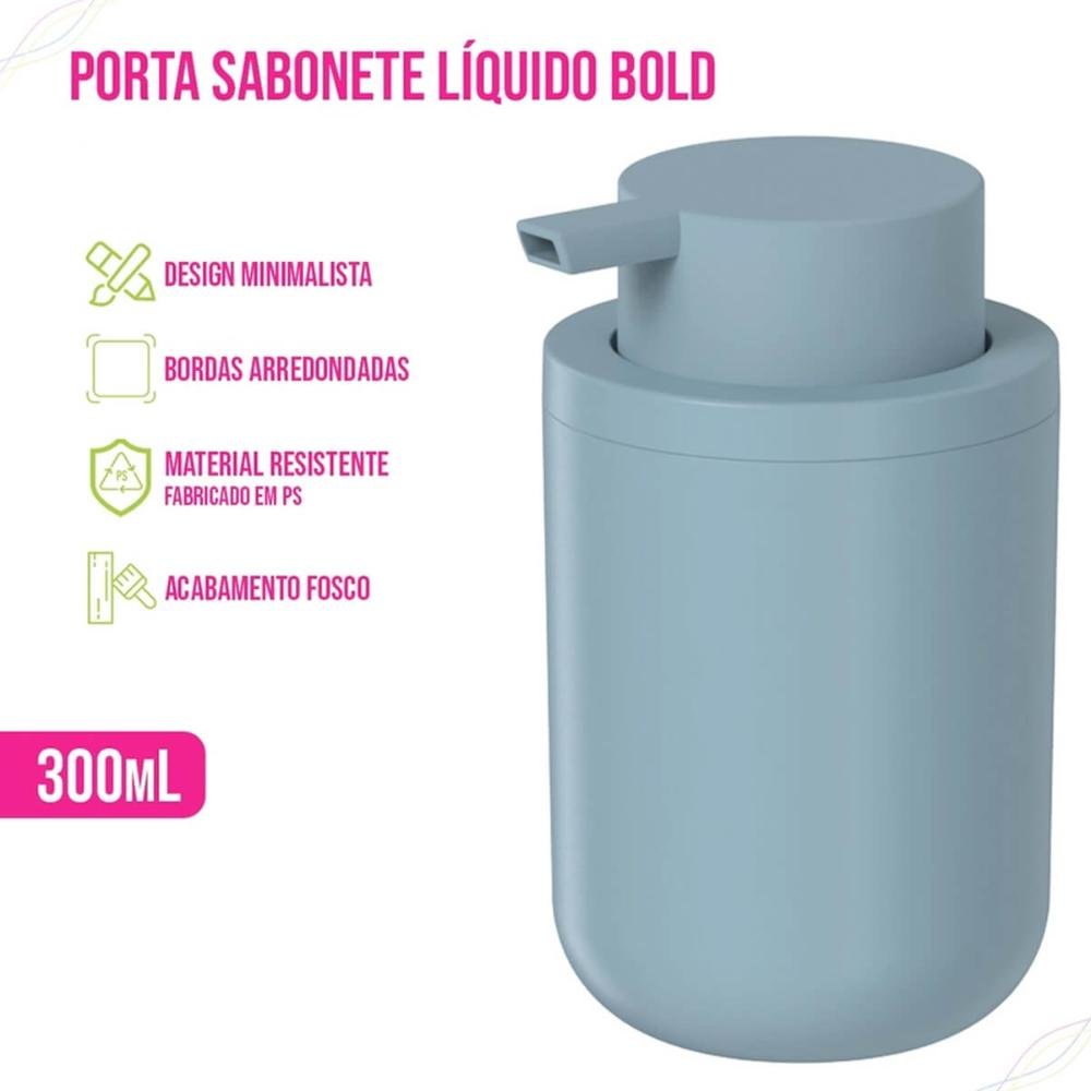 Porta Sabonete Líquido Bold Azul Glacial Dispenser Sabonete 300ml Banheiro Lavabo - 4