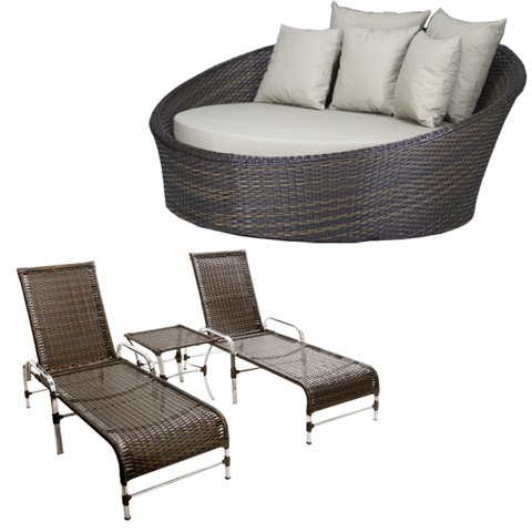 Kit - Chaise em Alumínio com 2 Espreguiçadeiras Catar Reguláveis com Almofadas Impermeáveis para Pis