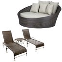 Ver imagem 1 de Kit - Chaise em Alumínio com 2 Espreguiçadeiras Catar Reguláveis com Almofadas Impermeáveis para Pis