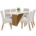 Ver imagem 2 de Conjunto Sala de Jantar Mesa 160x90cm Tampo MDF/Vidro Canto Arredondado com 6 Cadeiras Raven Espress