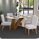 Ver imagem 1 de Conjunto Sala de Jantar Mesa 160x90cm Tampo MDF/Vidro Canto Arredondado com 6 Cadeiras Raven Espress