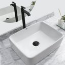 Ver imagem 1 de Kit Cuba Pia Louça Cerâmica Banheiro C/ Torn e Vál Preta S15