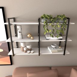 Prateleira Industrial Suspensa para Sala - MDF Branco Off White - 2