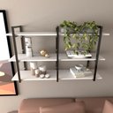 Ver imagem 2 de Prateleira Industrial Suspensa para Sala - MDF Branco Off White