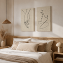Ver imagem 1 de Kit 2 Quadros Decorativos Canvas Casal Mãos e Beijo Borda Infinita para Quarto