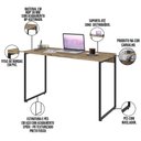 Ver imagem 7 de Kit Escritório Estante Areta 4 Prateleiras Mesa Industrial Aspen 120cm C01 Carvalho - Lyam Decor