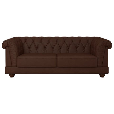 Sofá Living 3 Lugares 220cm Apso Courino Marrom - Sallar Home