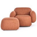 Ver imagem 3 de Poltrona Decorativa Orgânica para Sala Living com Puff Valley P07 Linho Tramado Terracota - Lyam