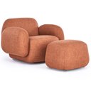 Ver imagem 1 de Poltrona Decorativa Orgânica para Sala Living com Puff Valley P07 Linho Tramado Terracota - Lyam