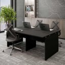Ver imagem 1 de Plataforma de Trabalho 4 Lugares Pé Painel F5 sem Gavetas MDF MDP Preto F5 Office