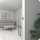 Ver imagem 2 de Puxador Inox para Porta de Correr Vidro Madeira 20cm M.s