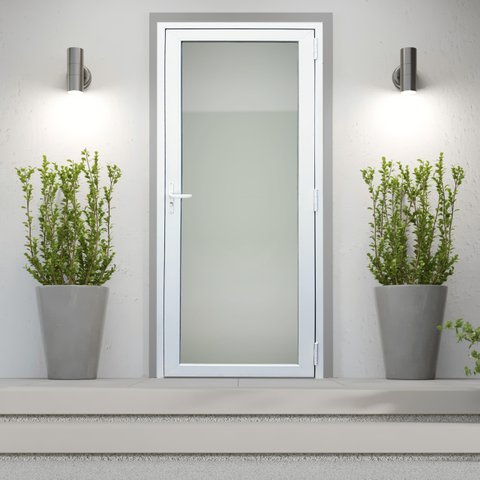 Porta de PVC 216x70cm com 1 Vidro Temperados ITEC Brimak Abertura Direita